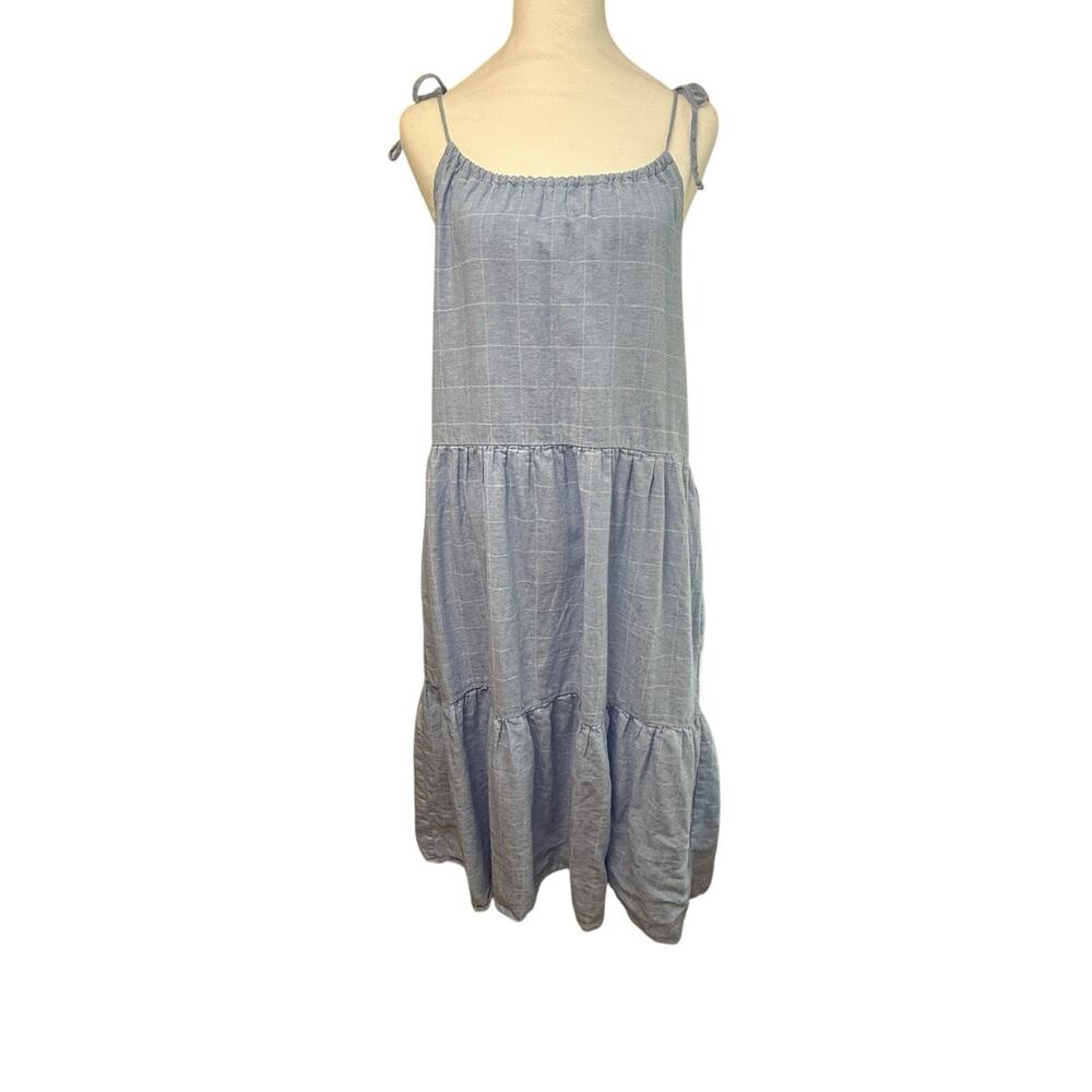 Gibsonlook Tiered Midi Dress Linen Blend Wm Small Cottagecore Flowy Adjustable